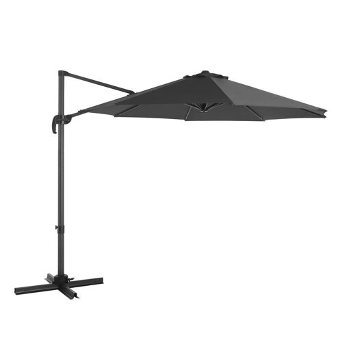 Parasol Décentré De Jardin Ombrelle De Terrasse Rotatif À 360° Diamètre 3 M Protection Salaire Upf 50+ Inclinaison Réglable Avec Manivelle D Ouverture Socle Gris Helloshop26 12_0001813