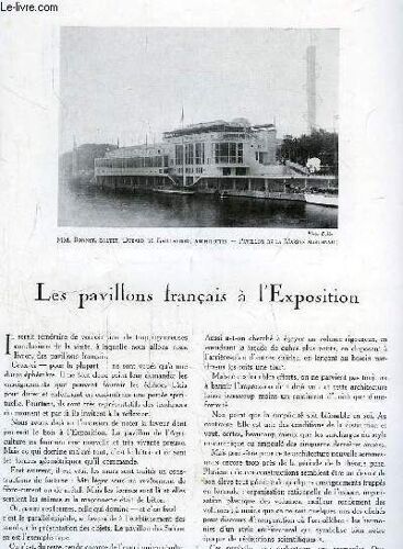 L'architecture. N°11 - Volume L : Les Pavillons Français À L'exposition - Les Monuments Historiques De La France, Palais Du Trocadéro, Aile De Chaillot