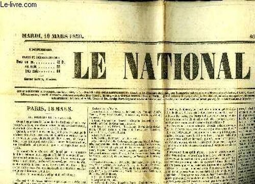 Journal Le National, Du Mardi 19 Mars 1850