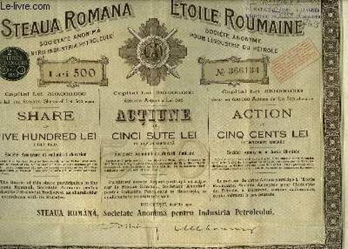 1 Action De Cinq Cents Lei