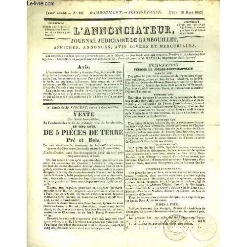 L'annonciateur. Journal Judiciaire De Rambouillet N°12 - Xxxième Année