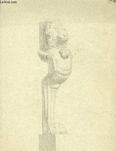 Une Planche Illustrée D'un Dessin Original Au Crayon, D'un Lion En Statuette