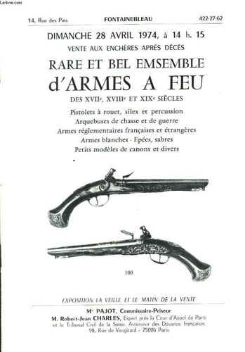 Catalogue De Vente Aux Enchères Publiques Du 28 Avril 1974
