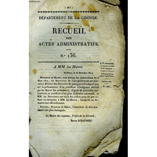 Recueil Des Actes Administratifs. N°136