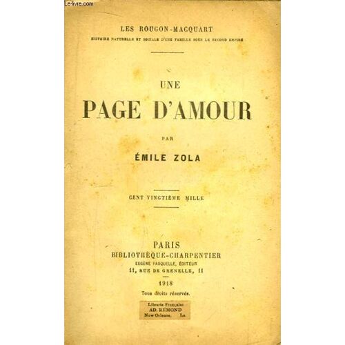 Une Page D'amour. Les Rougon-Macquart