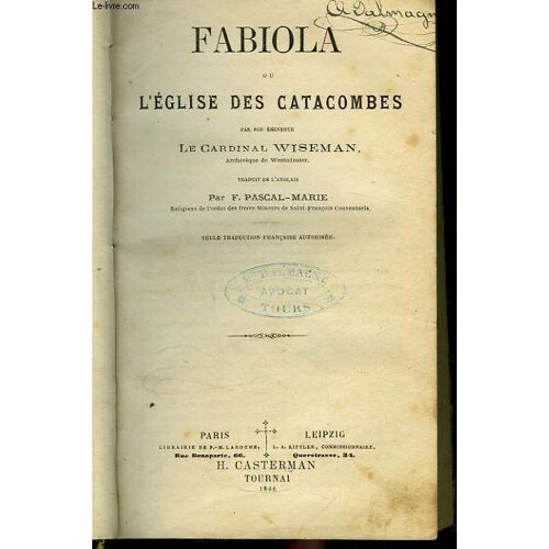 Fabiola Ou L'eglise Des Catacombes