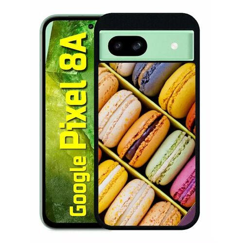 Coque Pour Pixel 8a - Boite De Delicieux Macarons - Silicone - Noir