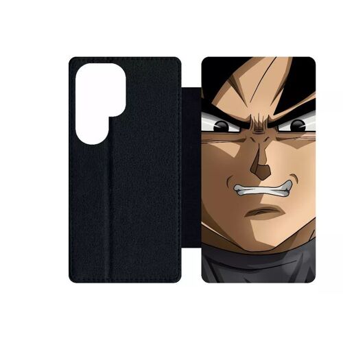 Etui À Rabat Pour Galaxy S24 Ultra - Dbz Black Goku Silent Warrior - Simili-Cuir - Noir