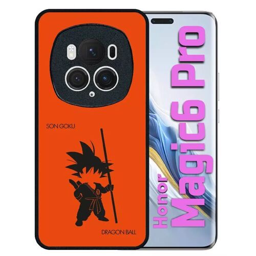Coque Pour Honor Magic 6 Pro - Dbz Sangoku Et Son Baton Minimalist - Silicone - Noir