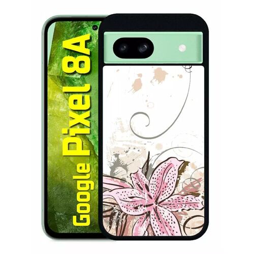 Coque Pour Pixel 8a - Lily With Grunge Floral - Silicone - Noir