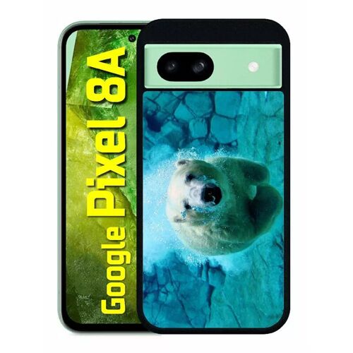 Coque Pour Pixel 8a - Gros Ours Blanc Plongee - Silicone - Noir