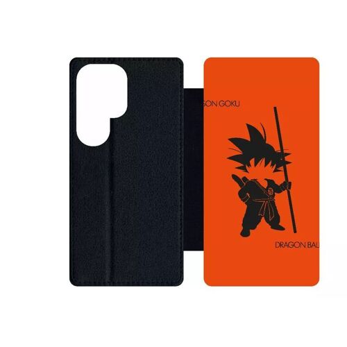 Etui À Rabat Pour Galaxy S24 Ultra - Dbz Sangoku Et Son Baton Minimalist - Simili-Cuir - Noir