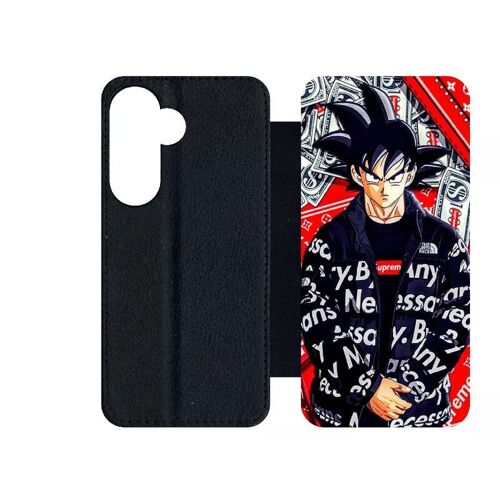 Etui À Rabat Pour Galaxy S24 - Dbz Goku Urban Saiyan Streetwise Fighter - Simili-Cuir - Noir