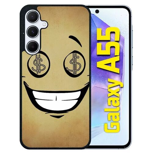 Coque Pour Galaxy A55 - Smiley Cupide Dollars - Silicone - Noir