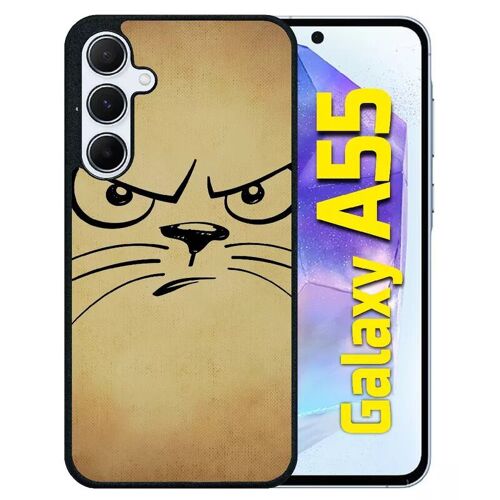 Coque Pour Galaxy A55 - Smiley Chat - Silicone - Noir
