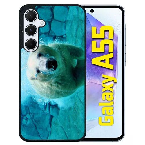 Coque Pour Galaxy A55 - Gros Ours Blanc Plongee - Silicone - Noir