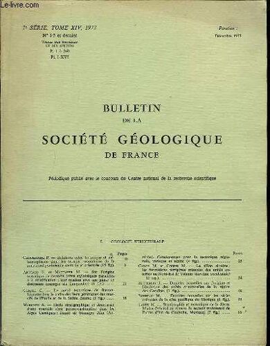 Bulletin De La Société Géologique De France. N°1 Et 5 Dernier - Tome Xiv