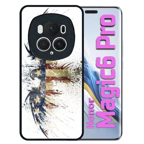 Coque Pour Honor Magic 6 Pro - Aigle Americain Grunge - Silicone - Noir