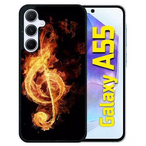 Coque Pour Galaxy A55 - Clef De Sol En Feu - Silicone - Noir