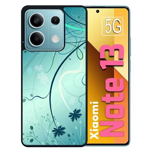 Coque pour redmi note 13 5g - abstrait turquoise fleur - silicone - noir