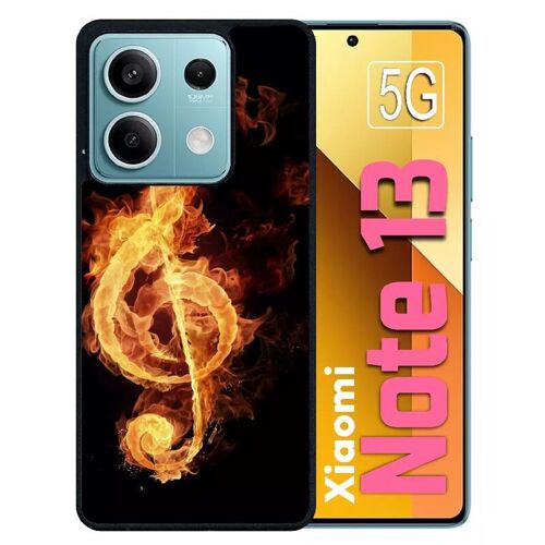 Coque Pour Redmi Note 13 5g - Clef De Sol En Feu - Silicone - Noir