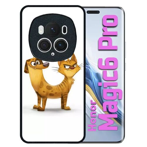 Coque Pour Honor Magic 6 Pro - Funny Chienchat - Silicone - Noir