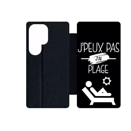 Etui À Rabat Pour Galaxy S24 Ultra - J Peux Pas J Ai Plage 2 - Simili-Cuir - Noir