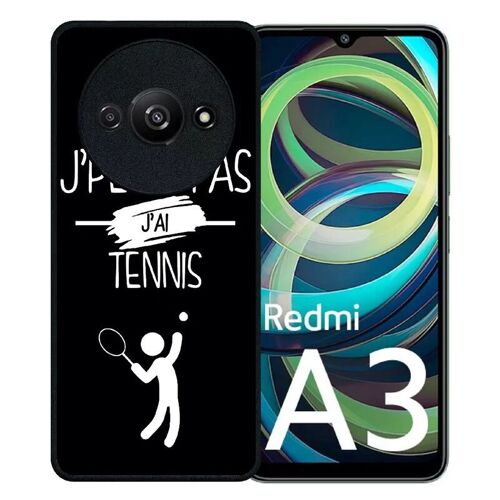 Coque Pour Redmi A3 - J Peux Pas J Ai Tennis Fond Noir - Silicone - Noir