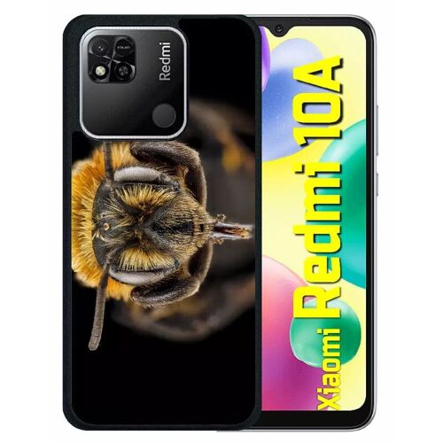 Coque Pour Redmi 10a - Macro Tete D'abeille Sur Fond Noir - Silicone - Noir