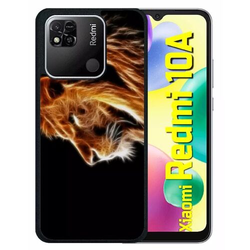 Coque Pour Redmi 10a - Tete De Lion Aerographe - Silicone - Noir