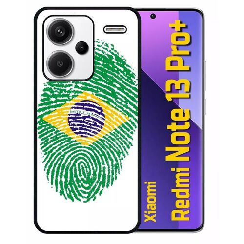 Coque Pour Redmi 13 Pro+ - Empreinte Digitale Drapeau Bresil Brazil - Silicone - Noir