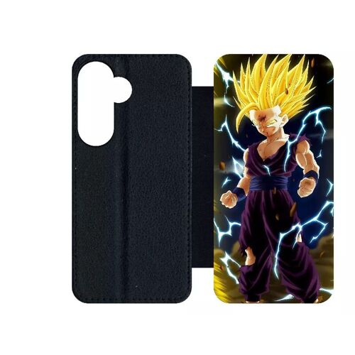 Etui À Rabat Pour Galaxy S24 - Dbz Songohan Super Sayan 2 Face À Cell - Simili-Cuir - Noir
