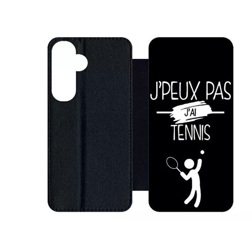 Etui À Rabat Pour Galaxy S24+ - J Peux Pas J Ai Tennis Fond Noir - Simili-Cuir - Noir