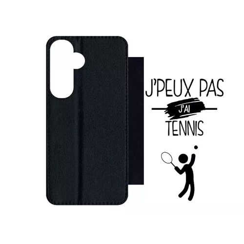 Etui À Rabat Pour Galaxy S24+ - J Peux Pas J Ai Tennis Fond Blanc - Simili-Cuir - Noir