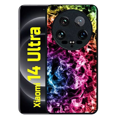 Coque Pour Xiaomi 14 Ultra - Smoke Fume Arc En Ciel - Silicone - Noir