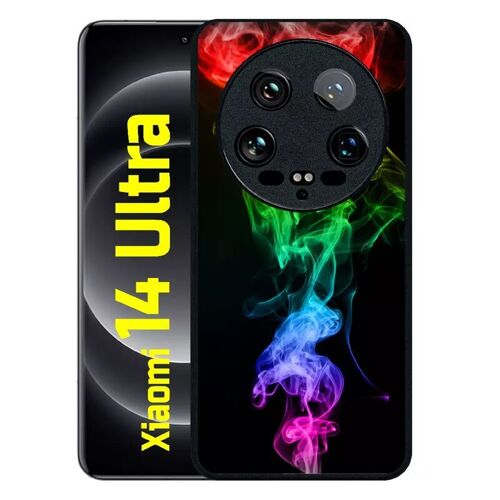 Coque Pour Xiaomi 14 Ultra - Smoke Fume Arc En Ciel 2 - Silicone - Noir
