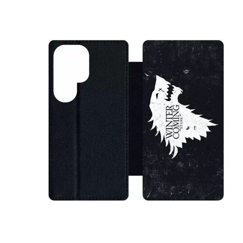 Etui À Rabat Pour Galaxy S24 Ultra - Maison Stark Winter Is Coming Alt - Simili-Cuir - Noir
