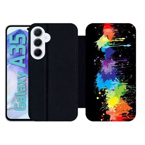 Etui À Rabat Pour Galaxy A35 - Pop Art Color Smash - Simili-Cuir - Noir