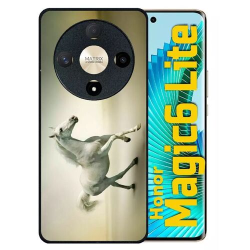 Coque Pour Honor Magic 6 Lite - Cheval Blanc En Course - Silicone - Noir
