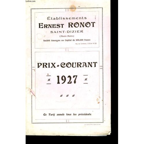 Prix Courant 1927. Catalogue