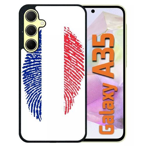 Coque Pour Galaxy A35 - Empreinte Digitale Drapeau France - Silicone - Noir