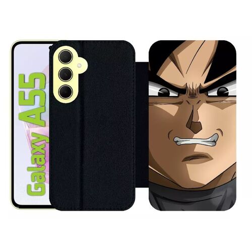 Etui À Rabat Pour Galaxy A55 - Dbz Black Goku Silent Warrior - Simili-Cuir - Noir