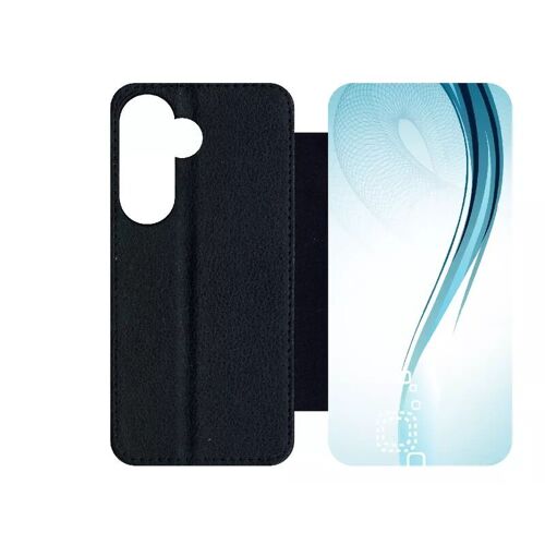 Etui À Rabat Pour Galaxy S24 - Forme Bleu Arrondi - Simili-Cuir - Noir