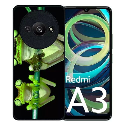 Coque Pour Redmi A3 - Deux Grenouilles Vertes Suspendues - Silicone - Noir