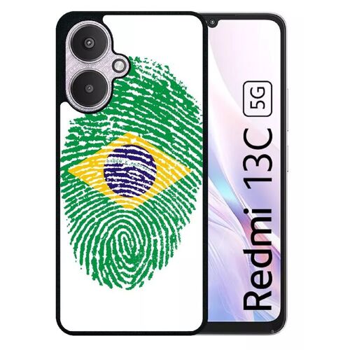 Coque Pour Redmi 13c 5g - Empreinte Digitale Drapeau Bresil Brazil - Silicone - Noir