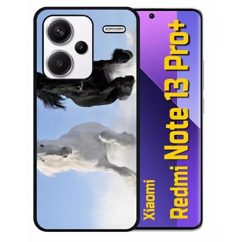 Coque Pour Redmi 13 Pro+ - Chevaux Blanc Et Noir Dans La Neige - Silicone - Noir