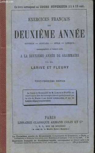 Exercices Français De Deuxième Année. Cours Supérieur