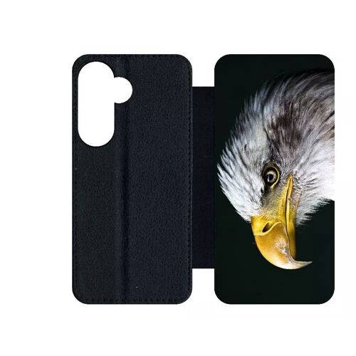 Etui À Rabat Pour Galaxy S24 - Tete D'aigle Royal - Simili-Cuir - Noir