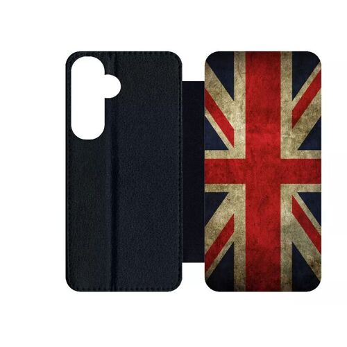 Etui À Rabat Pour Galaxy S24+ - Drapeau Uk Royaume Uni Grunge Flag - Simili-Cuir - Noir