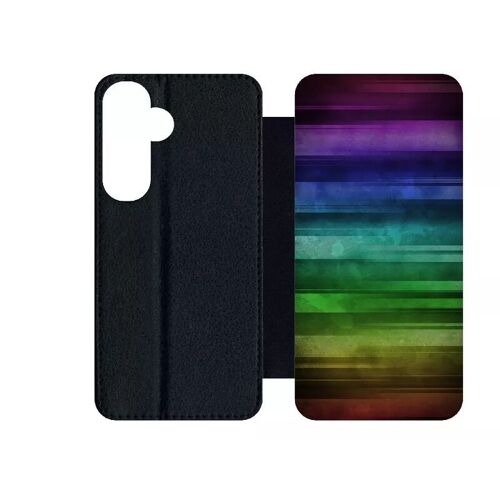 Etui À Rabat Pour Galaxy S24+ - Drapeau Gay Pride Rainbow Grunge - Simili-Cuir - Noir